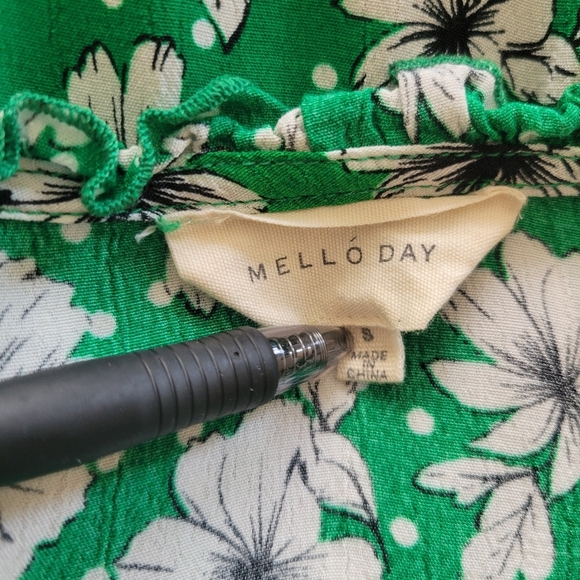 Melloday Green Floral Pleated Shirt Dress Size  Small - Picture 5 of 5